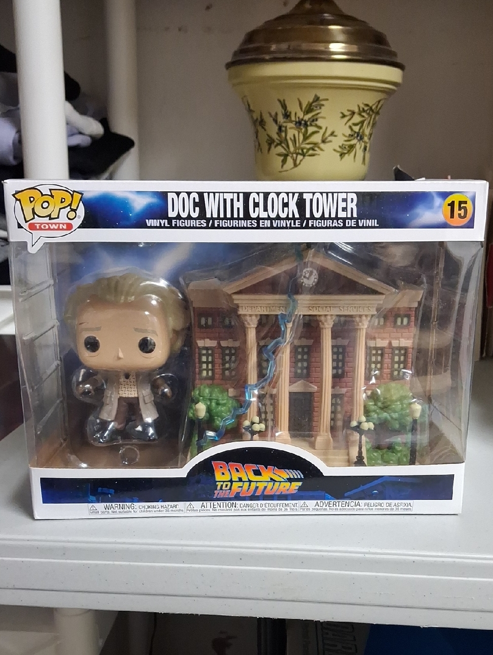 Funko Pop! Back to the Future Doc with Clock Tower - brown, tan, blue, green